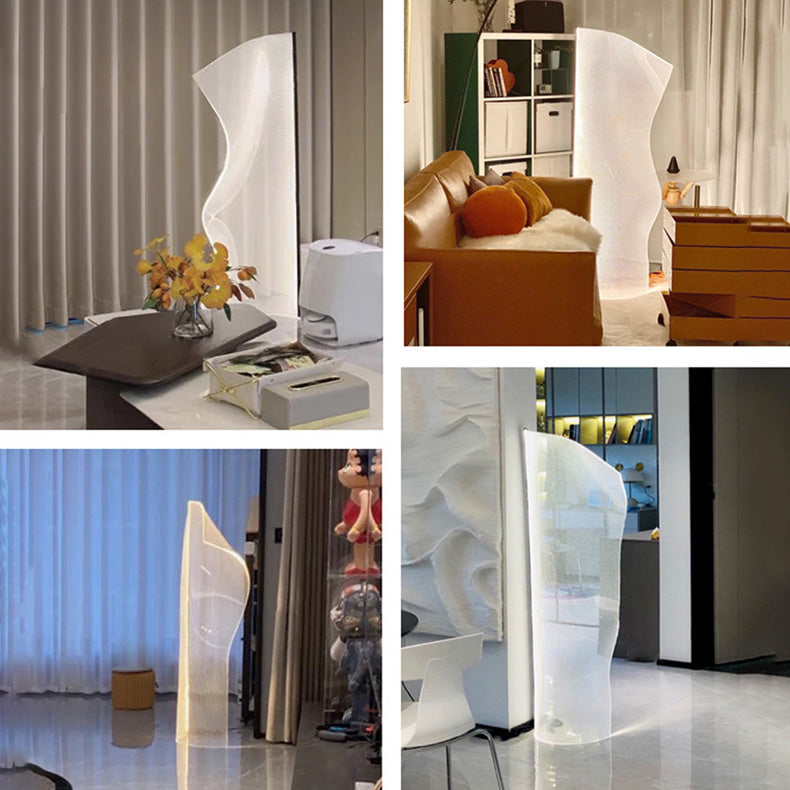 Lampe sur pied LED en acrylique et aluminium de forme irrégulière Art Déco moderne pour salon 