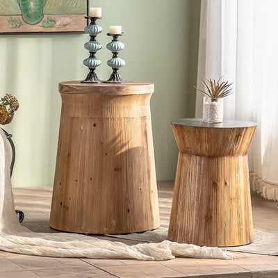 Table d'appoint en bois rustique traditionnel avec colonne en bois pour le salon 