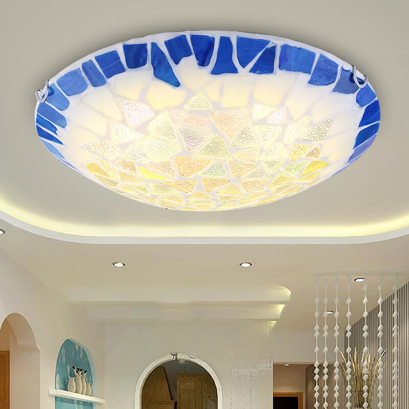Vintage Creative Mediterranean Shell Design Dome 2/3/4-Light Flush Mount Ceiling Light
