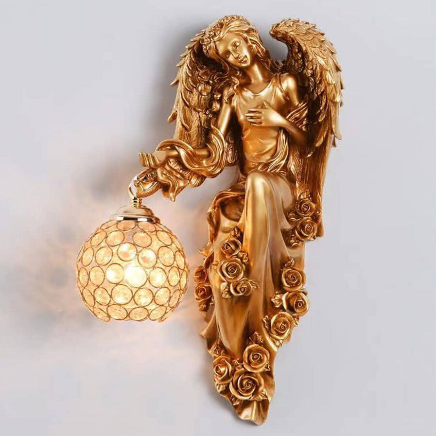 Applique Murale en Résine Cristal 1 Lumière Ange de Luxe Moderne Européen 