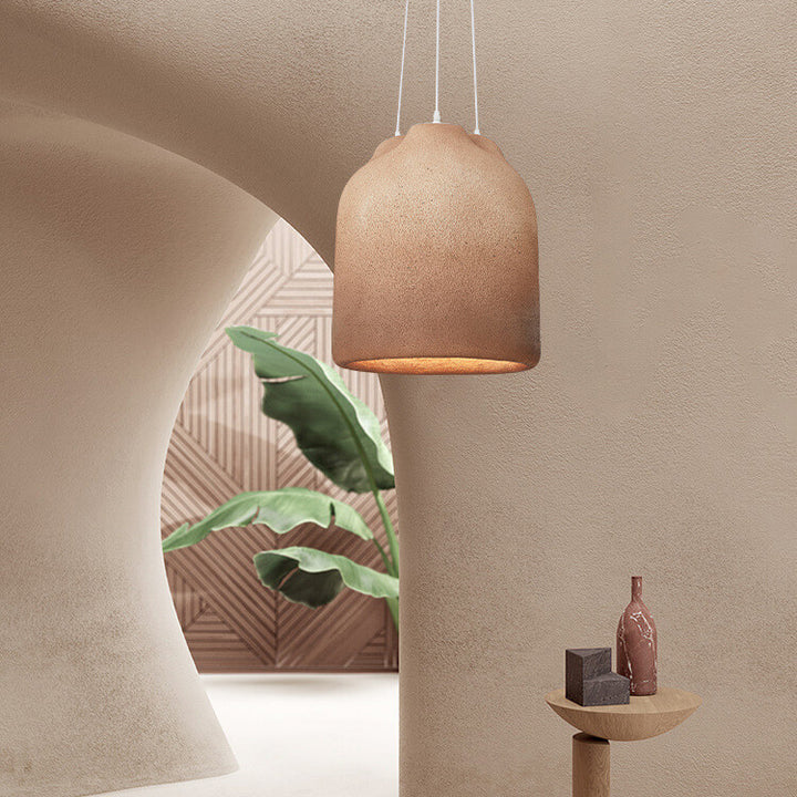 Contemporary Industrial High Density EPS Cylinder Jar Handmade 3- Light Pendant Light For Dining Room