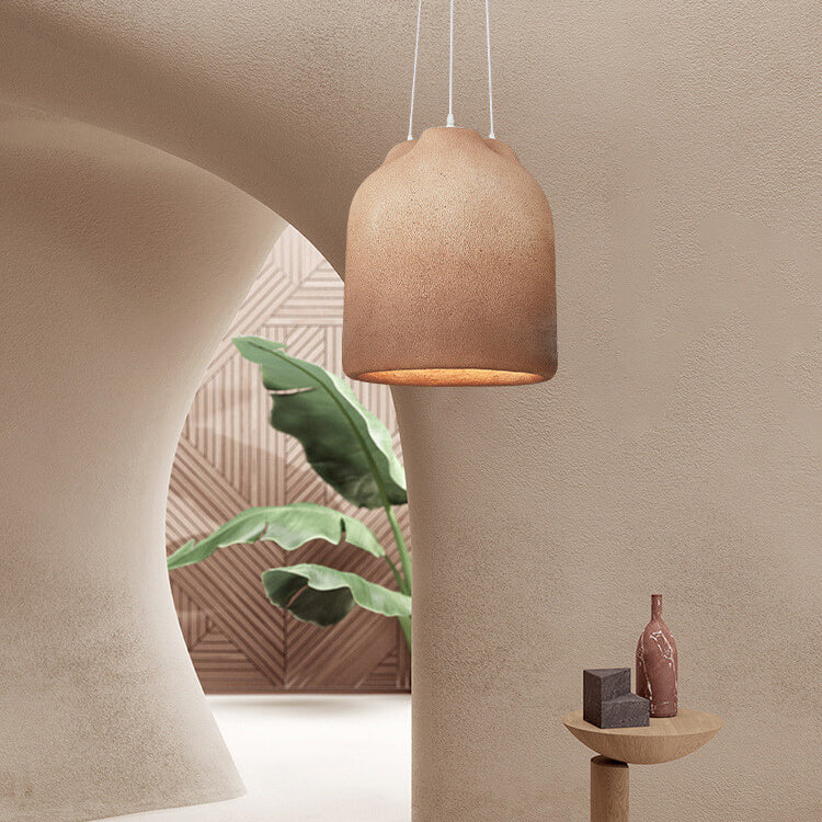 Contemporary Industrial Resin Cylinder Jar Handmade 3- Light Pendant Light For Dining Room