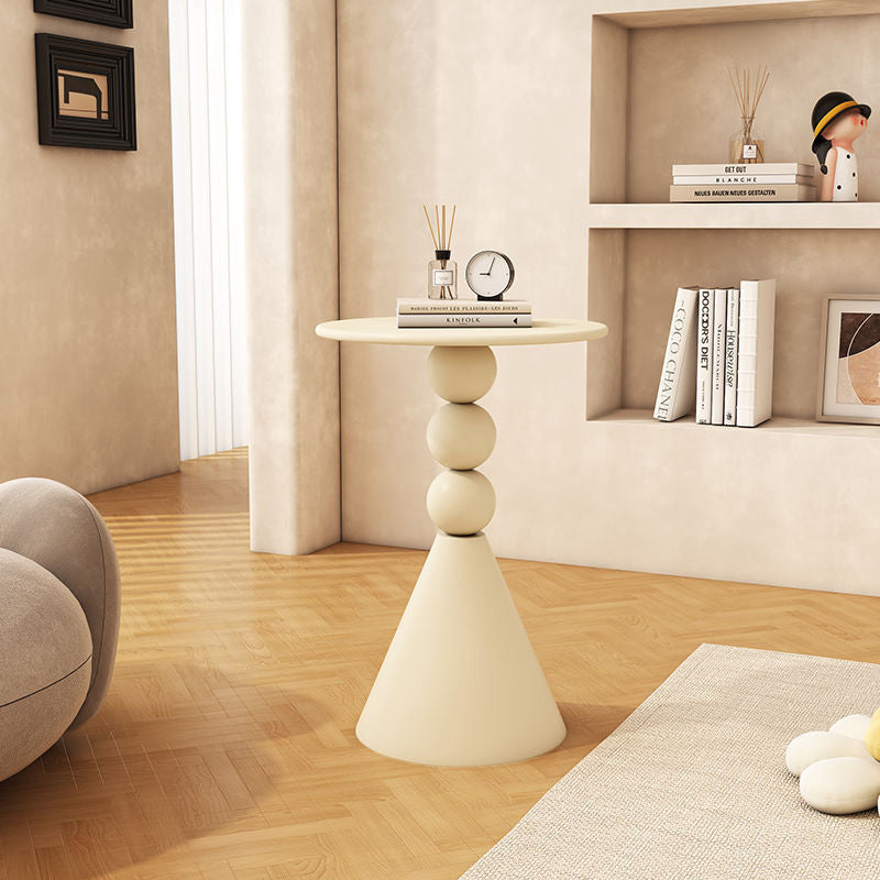 Mesa de café de hierro con base geométrica redonda minimalista moderna para sala de estar 