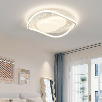 Luz de techo LED de montaje empotrado de hierro acrílico con ondas cuadradas redondas creativas contemporáneas para dormitorio 