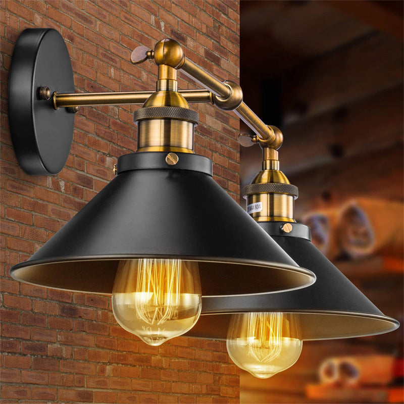 Contemporary Industrial Tapered Pipe Iron 2-Light Wall Sconce Lamp For Living Room