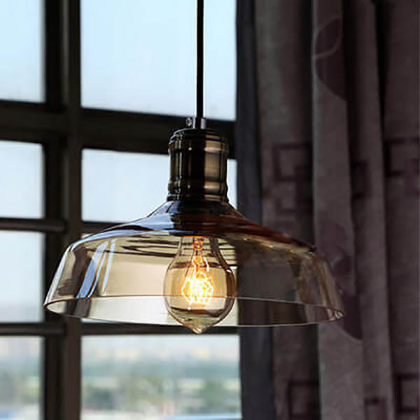 Industrial Simple Personalized Transparent Glass Bowl 1-Light Pendant Light