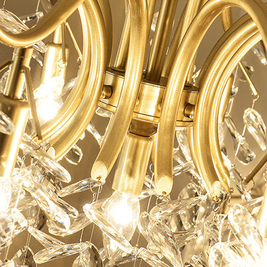Modern Luxury Branch Transparent Iron Crystal 9/13 Light Chandelier For Living Room