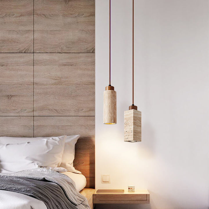 Japanese Wabi-sabi Solid Wood Stone 1/2/3-Light Island Light Chandelier
