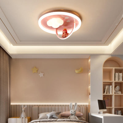 Contemporary Creative Kids Cloud Round Resin Iron Acrylic LED Flush Mount Ceiling Light For Bedroom
