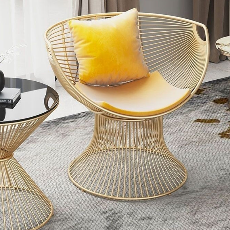 Modern Luxury Oval Curved Upholstered Iron Velvet Chair For Living Room