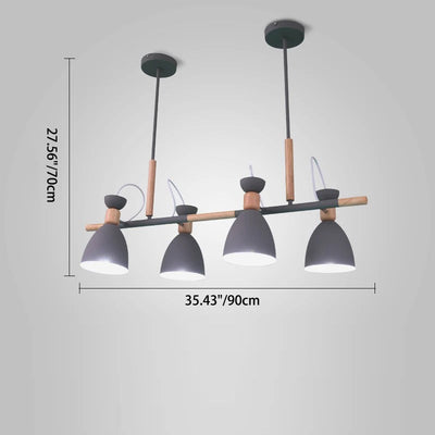 Moderne minimalistische Kuppel Eisen Metall 4-Licht Insel Licht Kronleuchter für Esszimmer 