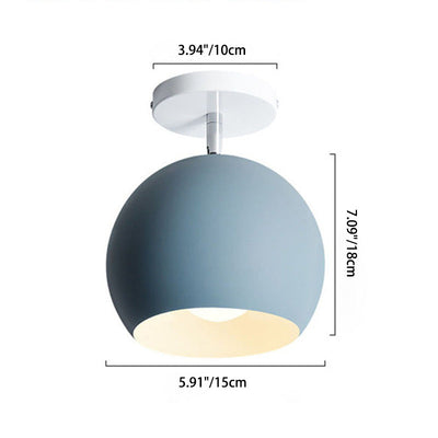 Moderne minimalistische Macaron runde Globus Eisen 1-Licht Semi-Flush Mount Deckenleuchte für Wohnzimmer 
