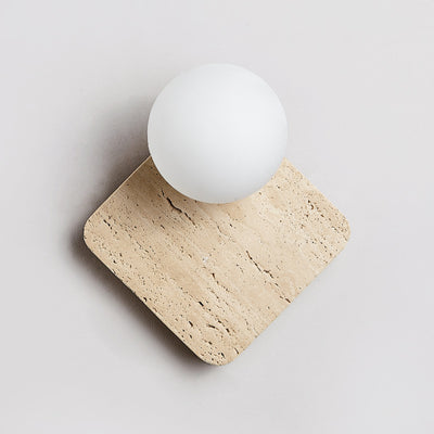 Lámpara de Aplique de Pared de Vidrio de Piedra Cuadrada Minimalista Moderna de 1 Luz para Dormitorio 