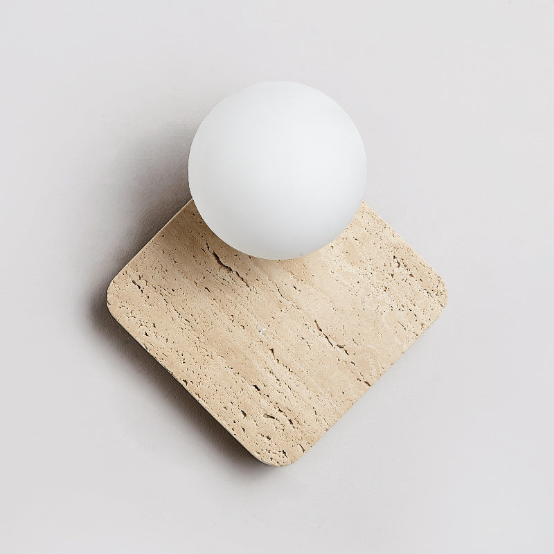 Lámpara de Aplique de Pared de Vidrio de Piedra Cuadrada Minimalista Moderna de 1 Luz para Dormitorio 