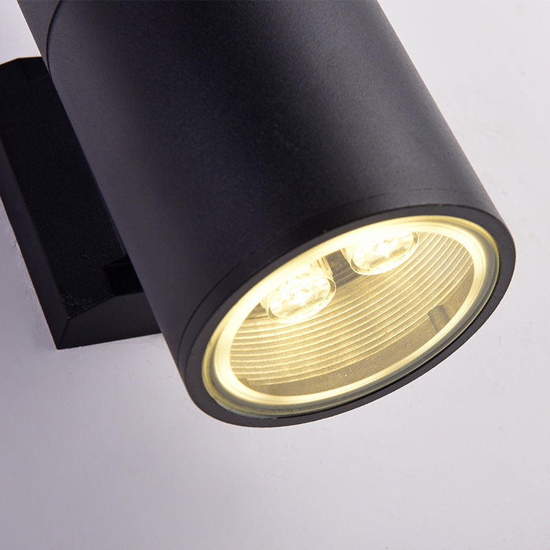 Contemporary Industrial Cylindrical Aluminum Glass Up And Down Luminous LED Waterproof Wall Sconce Lamp For Outdoor Patio