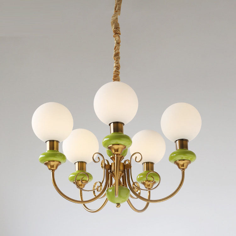Traditioneller Vintage-Kronleuchter mit runder Kugel aus Eisen und Glas, 3/5 Lichter, für Wohnzimmer 