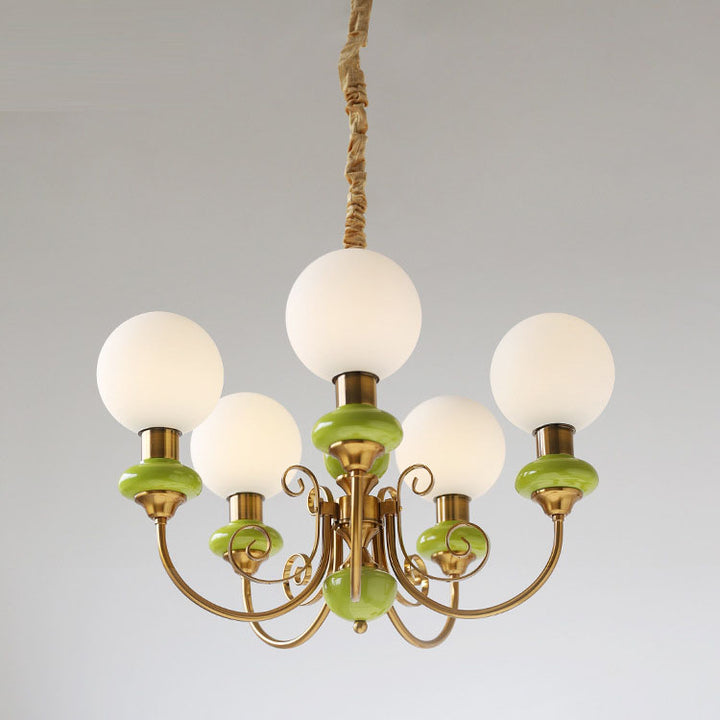 Traditioneller Vintage-Kronleuchter mit runder Kugel aus Eisen und Glas, 3/5 Lichter, für Wohnzimmer 