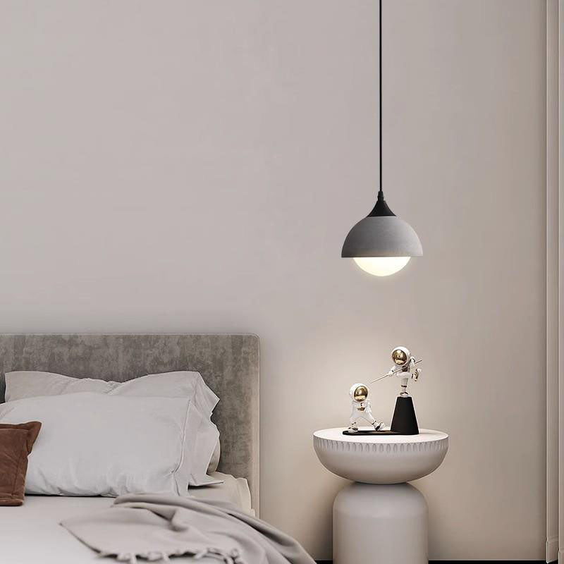 Contemporary Industrial Orb Cement Glass 1-Light Pendant Light For Bedroom