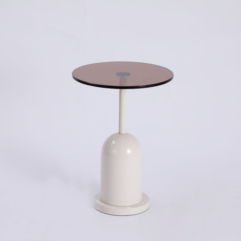 Table basse ronde en métal et verre nordique contemporaine pour salon 