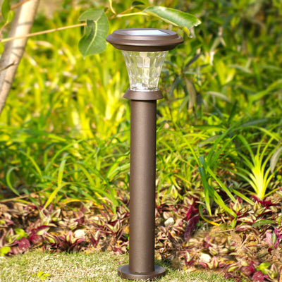 Modern Cylindrical Stainless Steel Glass Solar Outdoor LED Lawn Insert Landscape Light