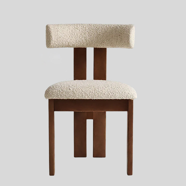 Chaise de salle à manger contemporaine scandinave semi-ronde en bois massif avec dossier en éponge à haute résilience en laine d&
