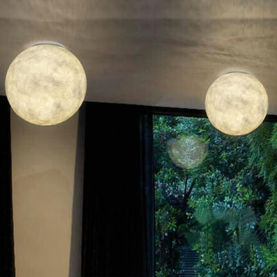 Creative Simplicity Star Moon Design Glass Shade Resin LED Flush Mount Ceiling Light