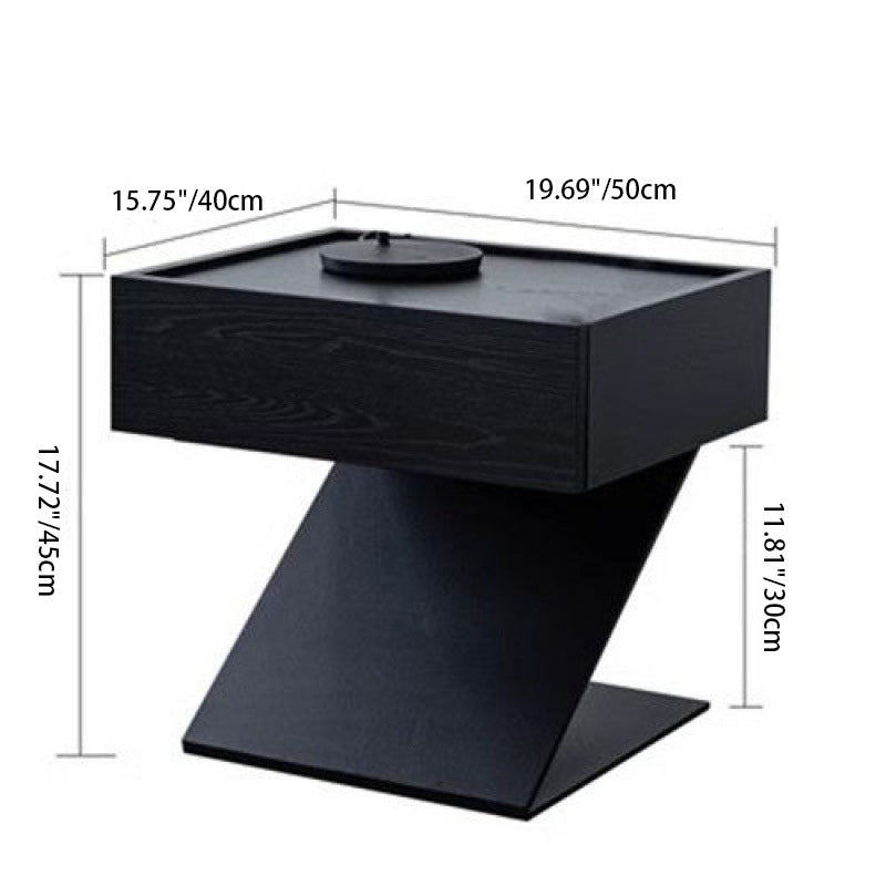 Modern Minimalist Rectangular Suspended Plywood Steel Nightstand 1-Tier For Bedroom