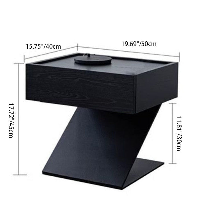 Modern Minimalist Rectangular Suspended Plywood Steel Nightstand 1-Tier For Bedroom