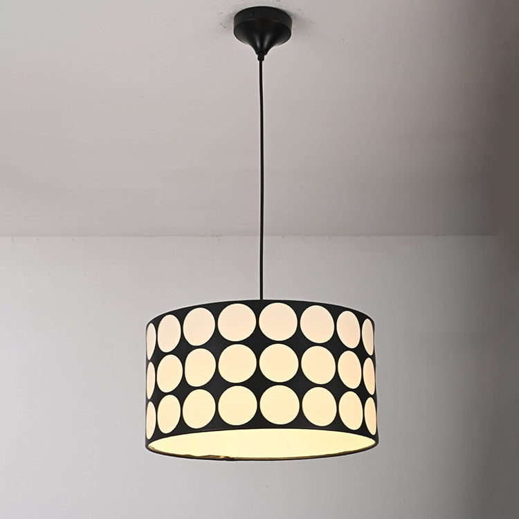 Contemporary Retro Drum Checkerboard Faux Leather Lampshade 3-Light Pendant Light For Dining Room