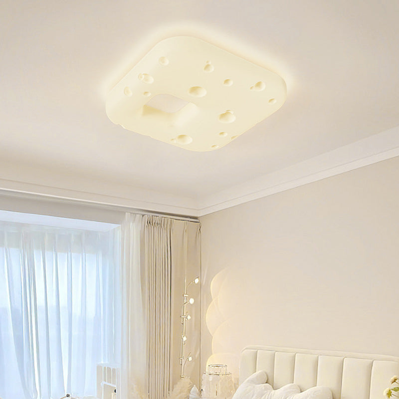 Design contemporain de biscuits à la crème nordique carré PE abat-jour LED plafonnier pour salon 