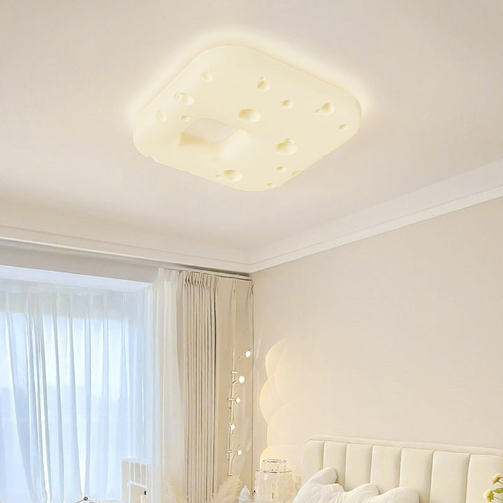 Design contemporain de biscuits à la crème nordique carré PE abat-jour LED plafonnier pour salon 
