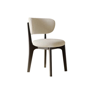 Silla de comedor sin brazos contemporánea de simplicidad redonda con respaldo de marco de madera de terciopelo suave para comedor 