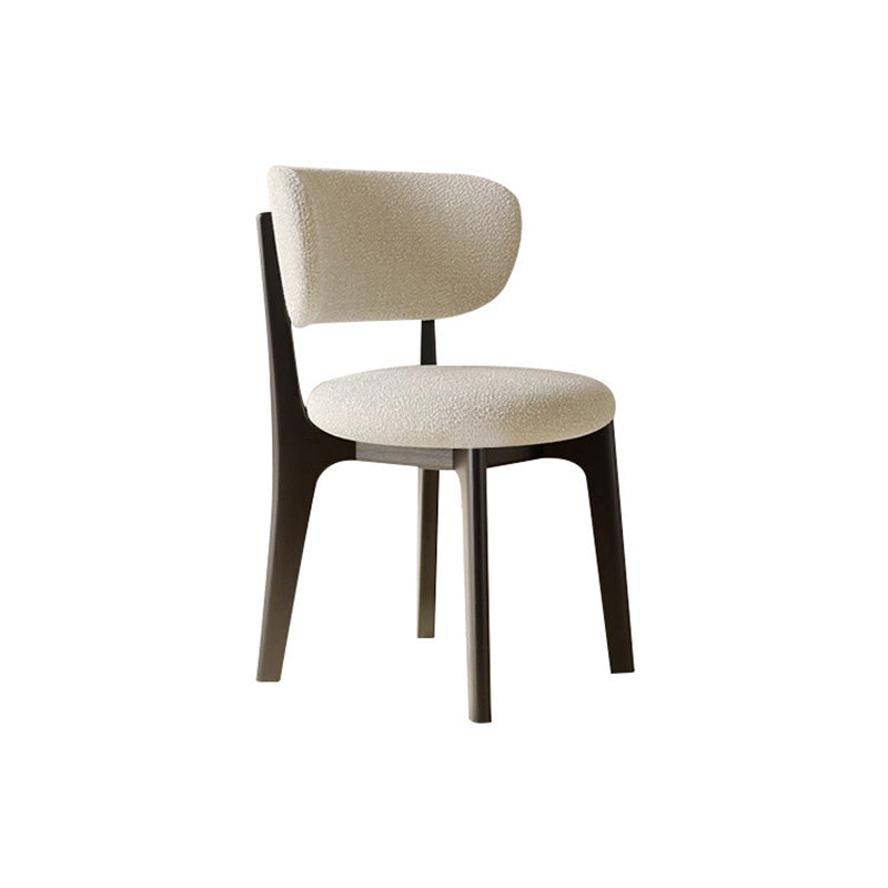 Silla de comedor sin brazos contemporánea de simplicidad redonda con respaldo de marco de madera de terciopelo suave para comedor 