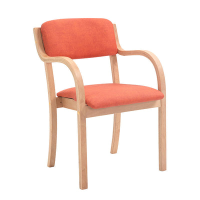 Chaise de salle à manger moderne en tissu, bois, éponge, carrée, incurvée, avec dossier et accoudoirs 