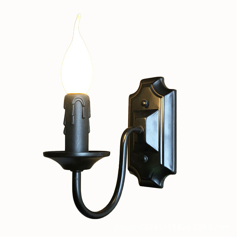 Traditional Rustic Iron Candlestick Holder 1-Light Wall Sconce Lamp For Hallway
