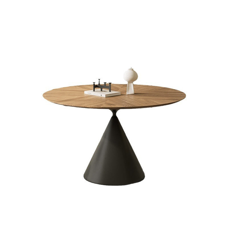 Mesa de comedor contemporánea retro redonda cónica de nogal y acero al carbono para 2 asientos 