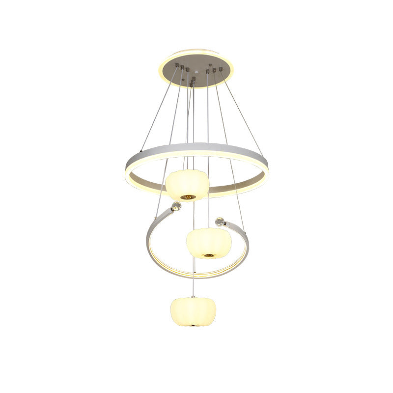 Chandelier LED en fer acrylique pour salon avec branche ronde minimaliste moderne et citrouille 
