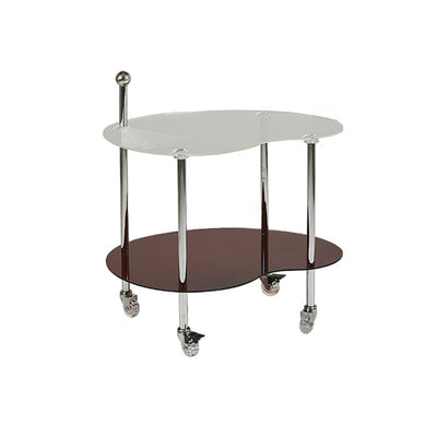 Table de bout contemporain en acrylique nuage nordique en acier inoxydable avec roue en cristal à 2 niveaux pour salon 