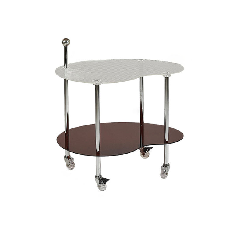 Table de bout contemporain en acrylique nuage nordique en acier inoxydable avec roue en cristal à 2 niveaux pour salon 