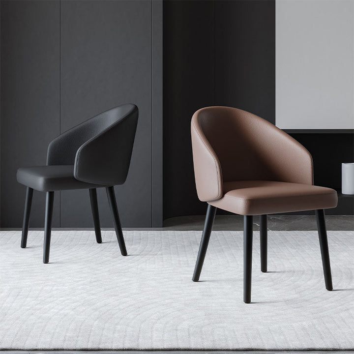 Chaise de salle à manger contemporaine nordique avec dossier en cuir PU, structure trapézoïdale, en bois de frêne, pour salle à manger 