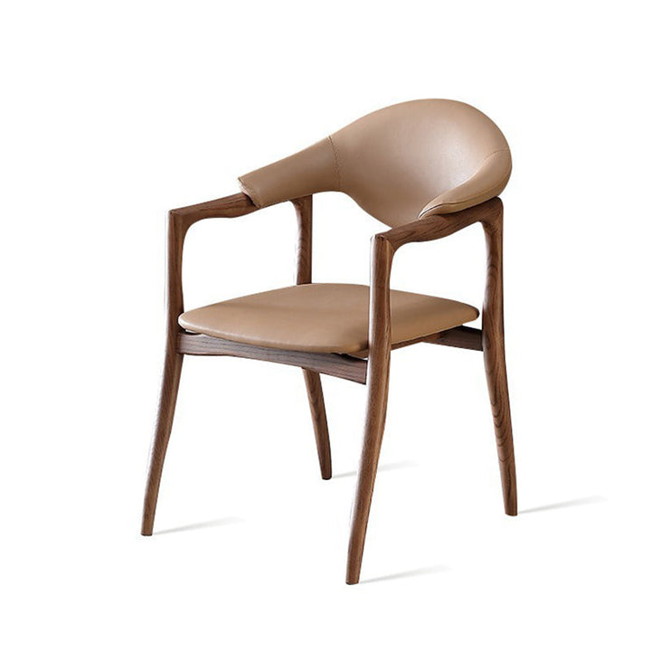 Zeitgenössische Schlichtheit Esszimmerstuhl mit Rückenlehne und Armlehnen aus Kunstleder in Eschenoptik für das Esszimmer 