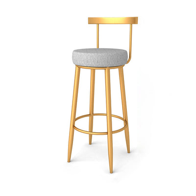 Tabouret de bar rond en fer minimaliste moderne avec dossier et repose-pieds pour cuisine 