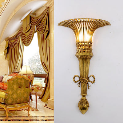 Traditional European Umbrella Shape Half Round Iron 1-Light Wall Sconce Lamp For Living Room