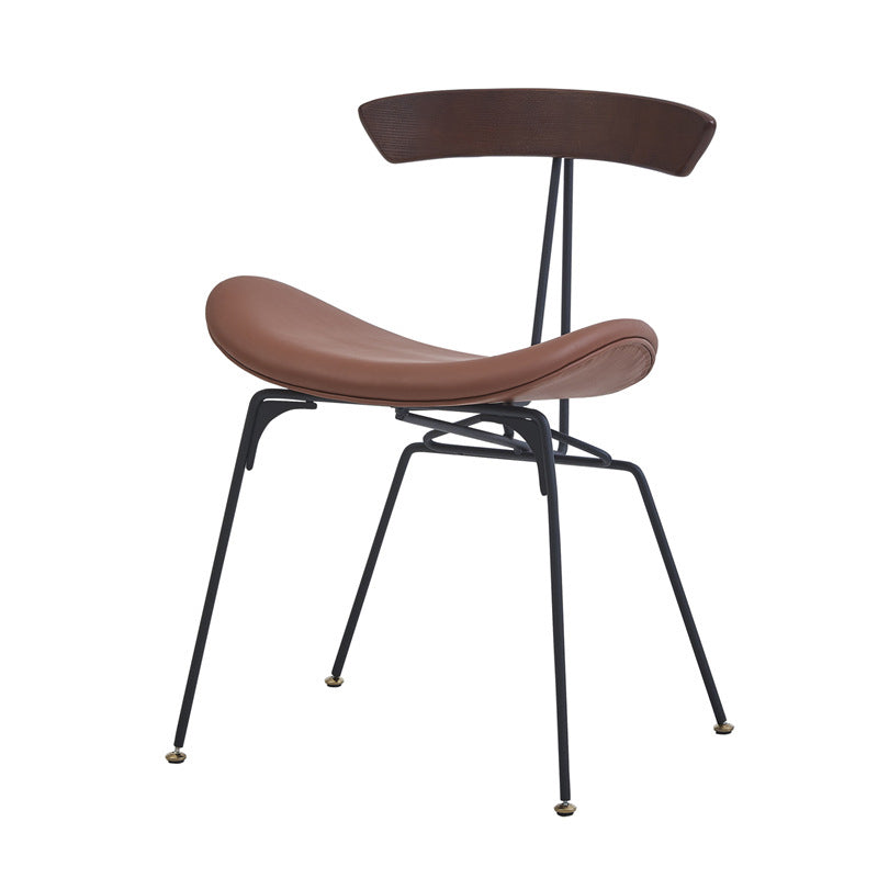 Chaise de salle à manger contemporaine en fourmi industrielle, bois, armature en cuir, tissu, éponge avec dossier pour salle à manger 