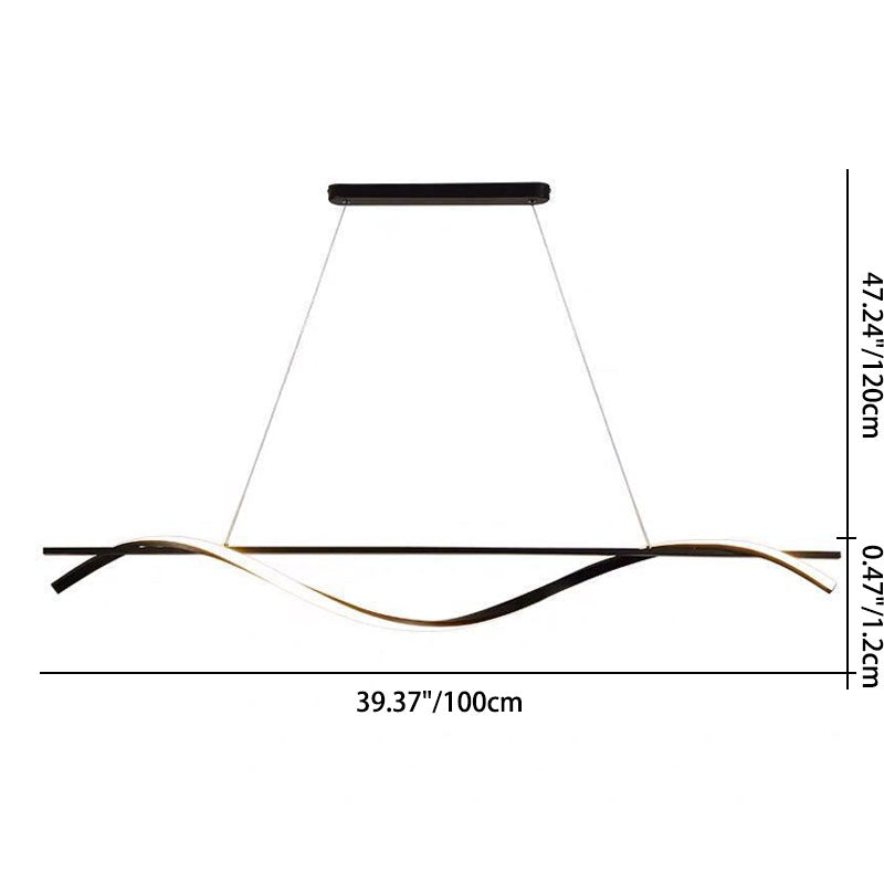 Lumière suspendue LED en fer avec bande de silicone ondulée moderne et minimaliste pour salon 
