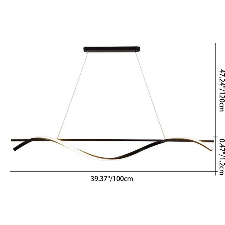 Lumière suspendue LED en fer avec bande de silicone ondulée moderne et minimaliste pour salon 