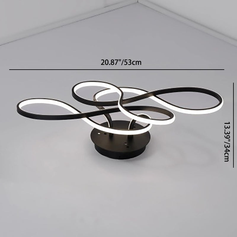 Plafonnier LED semi-encastré en aluminium et acrylique à bande irrégulière moderne et transitoire pour salon 