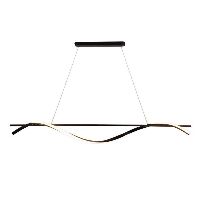 Lumière suspendue LED en fer avec bande de silicone ondulée moderne et minimaliste pour salon 