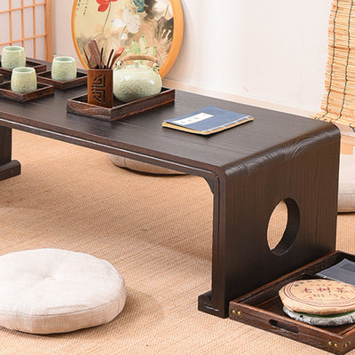 Traditional Chinese Rectangular Solid Wood Side Table 1-Tier For Living Room