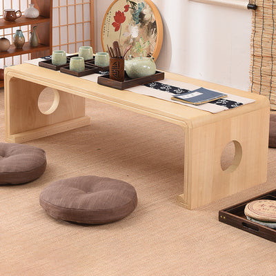 Traditional Chinese Rectangular Solid Wood Side Table 1-Tier For Living Room